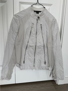 A/X Armani Exchange Women's Light Gray Moto Jacket